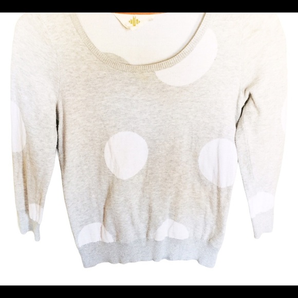 HWR (Anthropologie) Monogram Polka Dot Sweater With 3/4 Crop Sleeves Grey Small - Picture 9 of 13